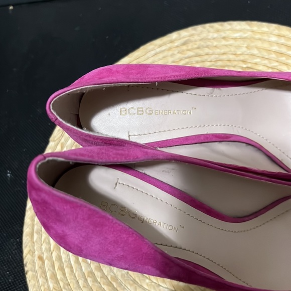 BCBGeneration Hi Barbie Pink Leather Suede Platform Pump Heel Size 8.5 - Picture 13 of 15
